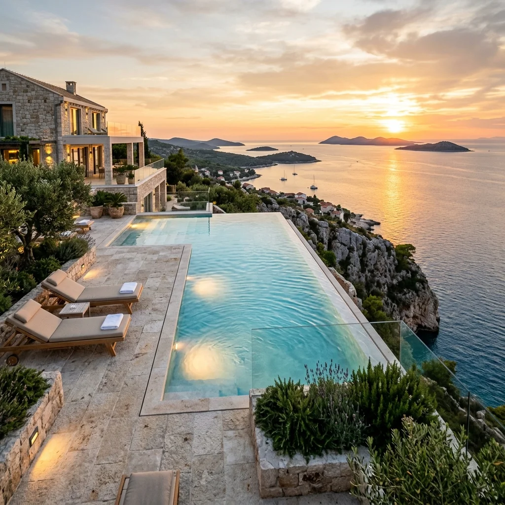 Luksuzni preljevni bazen uz more — Villa Lucia, Brač