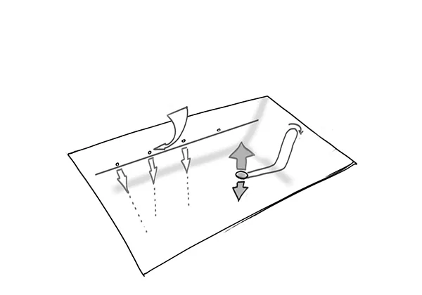 Skica Marca Sadlera: Invisible Drain — preljevni sifon skriven u procjepu